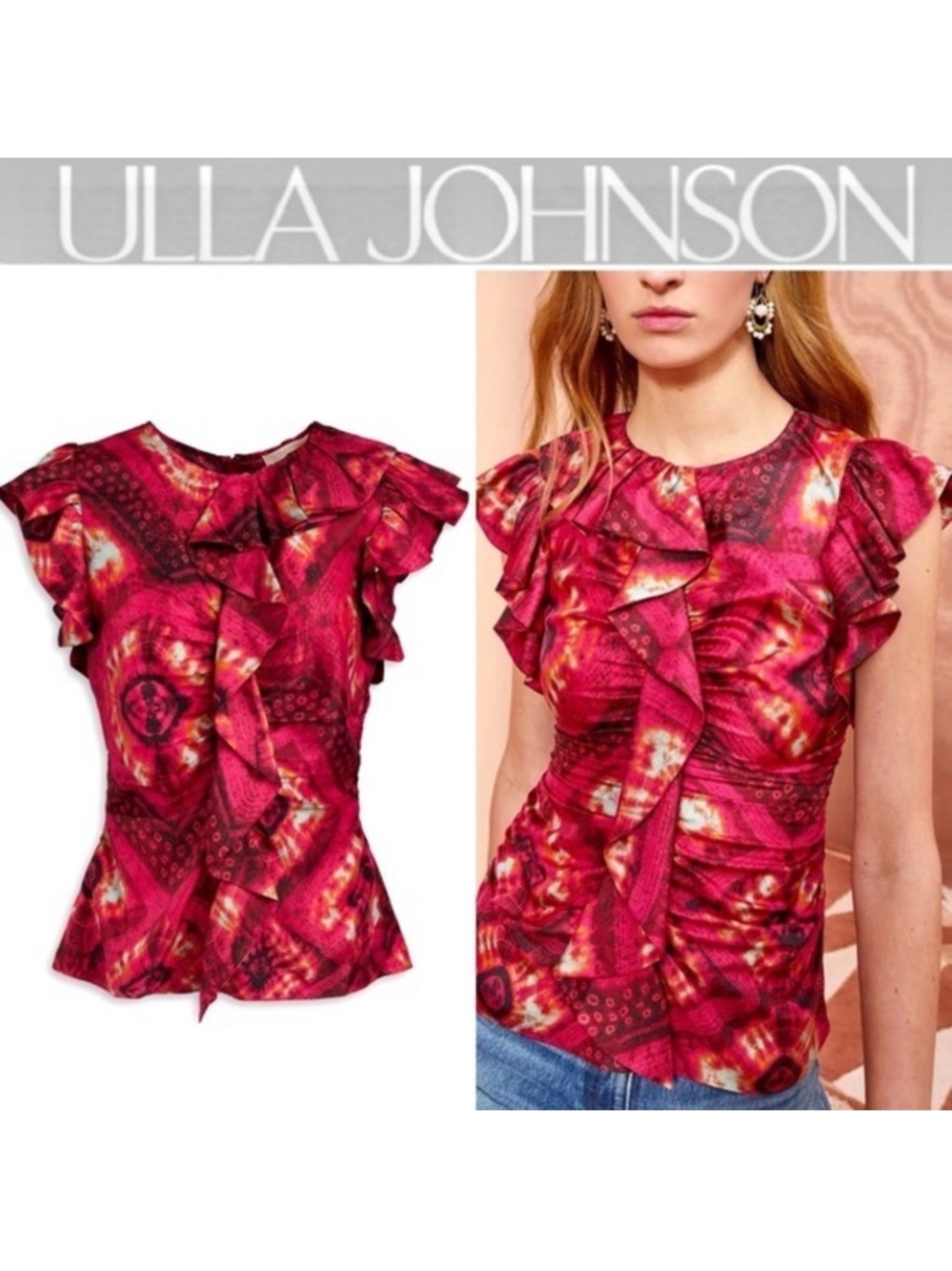 Ulla Johnson Silk Vida Ruffled Top Size 4